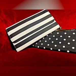 New : Black and white striped and polka dot Continental Wallets
